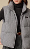 茵曼針織疊穿立領(lǐng)羽絨馬甲2025冬女裝新款加厚保暖外套 褐灰色 M 曬單實(shí)拍圖