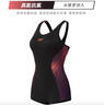 速比濤（Speedo）唐錢(qián)婷同款泳衣女泳感健身溫泉度假防曬修身顯瘦連體泳衣 黑/紫34 曬單實(shí)拍圖
