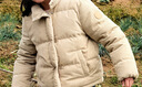 ELLE KIDS童裝 90%白鴨絨羽絨服女兒童冬季新款燈芯絨條紋肌理外套 淺卡其色 160 (S) 曬單實(shí)拍圖