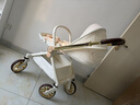 qborn白鹿新生兒小孩米色嬰兒車(chē)高景觀(guān)雙向輕便折疊寶寶兒童推車(chē)三合一 玉蘭白+睡籃 曬單實(shí)拍圖