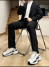 海瀾之家（HLA）西服套裝男春秋新輕商務(wù)經(jīng)典系列西裝套裝 黑色02【西服+西褲】 S 170/92B推薦126~136斤 曬單實(shí)拍圖