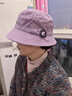 啄木鳥(niǎo)中老年帽子四季通用薄款媽媽春秋款遮陽(yáng)防曬漁夫帽奶奶休閑布帽 紫色 曬單實(shí)拍圖