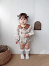 班喜迪嬰兒衣服春裝嬰幼兒連體衣寶寶包屁衣公主碎花哈衣春秋季外出爬服 杏色 80cm 曬單實(shí)拍圖