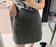 歐貝汐波點(diǎn)半身裙春秋毛呢2026夏季韓系a字裙淑女風(fēng)修身包臀復古短裙子 深灰色 M 曬單實(shí)拍圖