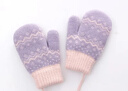 兒童手套冬季公主女孩保暖加絨加厚女童小孩包指掛脖毛線(xiàn)全指 紫色 均碼【2-6歲】 曬單實(shí)拍圖
