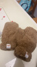 迪淑琪2023年冬季冬季可愛(ài)小熊毛絨手套掛脖連指保暖加厚加絨騎行手套 卡其色 均碼 曬單實(shí)拍圖