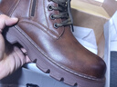犀牛伯爵冬季馬丁靴子男士加絨保暖英倫真皮厚底高幫工裝靴大碼年輕款男鞋 20108棕色加絨 42 曬單實(shí)拍圖