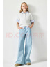 ELLE KIDS25年春裝新款女童老錢(qián)風(fēng)簡(jiǎn)約全棉松緊腰牛仔褲微喇刺繡休閑長(cháng)褲 曬單實(shí)拍圖