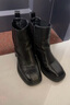 達芙妮短靴女新款秋冬法式高跟瘦瘦靴子氣質(zhì)百搭馬丁靴女 黑色 36 曬單實(shí)拍圖