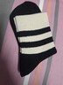 【品質(zhì)個(gè)性】襪子女士中筒襪秋冬季森系甜美休閑時(shí)尚女襪條紋棉襪 1雙【白黑】 35-38 曬單實(shí)拍圖