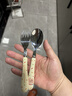 摩登主婦mototo熊貓可愛(ài)不銹鋼叉勺套裝創(chuàng  )意兒童陶瓷卡通叉子勺子 【2只裝】奶油系列勺子 曬單實(shí)拍圖
