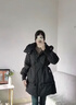 鴨鴨（YAYA）羽絨服女中長(cháng)款2025年冬季新款時(shí)尚甜美百搭連帽保暖外套HY 黑色-YE3B615643J L (165) 曬單實(shí)拍圖