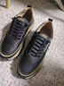 凡小如休閑鞋男一腳蹬厚底戶(hù)外男士皮鞋百搭輕便緩震軟底運動(dòng)跑步健步鞋 黑色 40 曬單實(shí)拍圖
