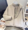 超厚羊羔毛拉鏈開(kāi)衫衛衣女秋冬沖鋒衣抓絨內膽立領(lǐng)加厚搖粒絨外套 米白色 3XL 建議女125--140斤/男115--125斤 曬單實(shí)拍圖