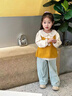 班喜迪女童套裝春裝新款洋氣寶寶針織背心褲子三件套春秋兒童衣服小童裝 黃色 100 曬單實(shí)拍圖