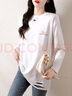 德瑪納春秋潮款t恤女破洞中長(cháng)款打底衫女遮屁股寬松休閑長(cháng)袖印花女上衣 曬單實(shí)拍圖