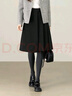 尚都比拉含醋酸含綿羊毛保暖半身裙女冬季厚實(shí)顯瘦通勤A(yíng)字裙收褶中長(cháng)裙 曬單實(shí)拍圖