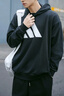 阿迪達斯（adidas）男女同款復古百搭潮流休閑套頭衫 黑色 XL 曬單實(shí)拍圖