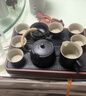 正揚陶瓷茶具套裝家用高檔茶盤(pán)抽水一體茶臺電茶爐煮茶燒水壺辦公泡茶 戈米(一體抽水胡桃)900提+10頭(雅黑)提梁壺 曬單實(shí)拍圖