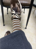 都市麗人5雙襪子女中筒襪秋冬季條紋純棉長(cháng)筒襪黑白冬天配鯊魚(yú)褲女士長(cháng)襪 曬單實(shí)拍圖