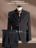 羅蒙（ROMON）【西服+馬甲+西褲】莫代爾棉羊毛高定西裝商務(wù)禮服外套男黑色2XL 曬單實(shí)拍圖