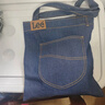 Lee牛仔帆布袋女士托特包單肩包大容量通勤手提包購物袋男女個(gè)性工裝 深牛仔色 曬單實(shí)拍圖