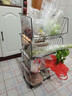 多功能廚房蔬菜置物架水果收納架免打孔多層落地儲物 【四層】黑色加大號 曬單實(shí)拍圖