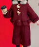 怡菲朵（IFEELDO）女童加絨冬季衣服套裝拜年服女寶寶加厚唐裝新年裝中式保暖國風(fēng)潮 酒紅色 100 建議25-35斤 曬單實(shí)拍圖