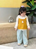 班喜迪女童套裝春裝新款洋氣寶寶針織背心褲子三件套春秋兒童衣服小童裝 黃色 100 曬單實(shí)拍圖