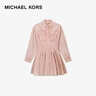 MICHAEL KORS婦女節禮物輕奢MK女裙DRESS女士棉收腰牛仔A字百褶連衣裙淺磚紅S 曬單實(shí)拍圖