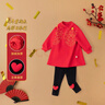 嘟嘟家【加絨加厚】女童套裝兒童拜年服冬裝寶寶裙子兩件套女寶新年童裝 新年紅黑色 110 曬單實(shí)拍圖