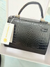 CHARINE&KATH 小&ck女包鱷魚(yú)紋凱莉包包女輕奢高級感手提包洋氣百搭斜挎鉑金包 黑色 送禮品盒+禮品袋 曬單實(shí)拍圖