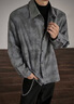 Shelley Jones老錢(qián)風(fēng)煙灰色長(cháng)袖襯衫男春秋高級感痞帥襯衣美式復古扎染漸變外套 煙灰色 XL [推薦120-140斤] 曬單實(shí)拍圖