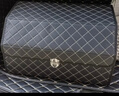 汽車(chē)整理箱收納箱后備箱折疊格子款卡扣木板箱皮革儲物箱車(chē)內裝飾 黑色-中號 經(jīng)典方格款 曬單實(shí)拍圖