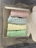 全棉時(shí)代嬰兒口水巾兒童水洗紗布小毛巾洗臉禮盒4條裝 粉藍黃綠25×25cm 曬單實(shí)拍圖