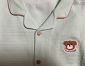 全棉時(shí)代（PurCotton）兒童華夫格家居服套裝男女童親膚純棉秋衣秋褲童裝睡衣 杉林綠 130 曬單實(shí)拍圖