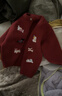 LUSON小O爸男嬰童 寶寶紅色毛衣男童新年款冬季刺繡2025新款嬰兒開(kāi)衫 曬單實(shí)拍圖