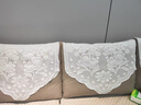 句可沙發(fā)靠背巾后背巾長(cháng)條蓋巾蕾絲花邊巾扶手巾防滑墊四季通用全蓋布 米色-百合花 三角靠背巾：寬75*高90cm 曬單實(shí)拍圖