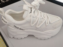 VBMGS牛皮老爹鞋女春季小白鞋女新款女鞋運動(dòng)鞋女厚底休閑鞋女增高鞋女 YB121-純白色 37 曬單實(shí)拍圖