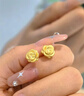 中國黃金（CHINA GOLD）玫瑰花黃金耳釘女士足金花朵耳飾耳針百搭婦女節禮物送老婆女友 玫瑰花耳釘【一對】約1.4g 曬單實(shí)拍圖