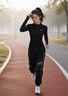 百思絨高端跑步運動(dòng)服女秋冬瑜伽服套裝戶(hù)外健身晨跑服高腰寬松闊腿長(cháng)褲 曬單實(shí)拍圖
