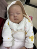 迪士尼嬰兒衣服60g新生幼兒連體衣夾棉滿(mǎn)月寶寶爬爬服百天睡衣春秋冬季 曬單實(shí)拍圖