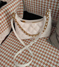 百麗女包質(zhì)感菱格小香風(fēng)送禮皮穿鏈條斜挎包X7206AX5 米色 曬單實(shí)拍圖