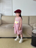 嘟嘟家兒童夏季背帶褲套裝男童夏裝短袖T恤褲子兩件套女童工裝褲童裝潮 淺丁香粉 90 曬單實(shí)拍圖