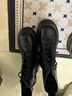 達芙妮馬丁靴女厚底新款高跟女靴英倫風(fēng)短靴皮靴休閑女鞋 黑色單里 36 曬單實(shí)拍圖