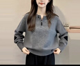 鹿王戀雪半拉鏈短款針織毛衣女秋冬季2025新款軟糯休閑百搭打底針織衫上衣 灰色 XL 曬單實(shí)拍圖