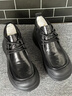 零度休閑皮鞋男鞋商務(wù)春季新款復古百搭高幫樂(lè )福鞋男厚底一腳蹬正裝鞋 黑色 【中幫款】 41 (255mm) 曬單實(shí)拍圖