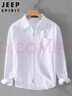 JEEP SPIRIT吉普日系長(cháng)袖襯衫男士春季寬松休閑純棉襯衣外套男 白色 XL 曬單實(shí)拍圖
