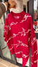 森馬（Semir）張仁華非遺聯(lián)名騏驥紅色毛衣女新年祥鹿提花針織衫101125107014 曬單實(shí)拍圖