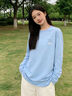 都市麗人淺藍色長(cháng)袖t恤女2026新款春季大碼女裝簡(jiǎn)約內搭可外穿洋氣打底衫 曬單實(shí)拍圖